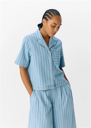 Elsie denim ss skjorte Light Blue/White Object 